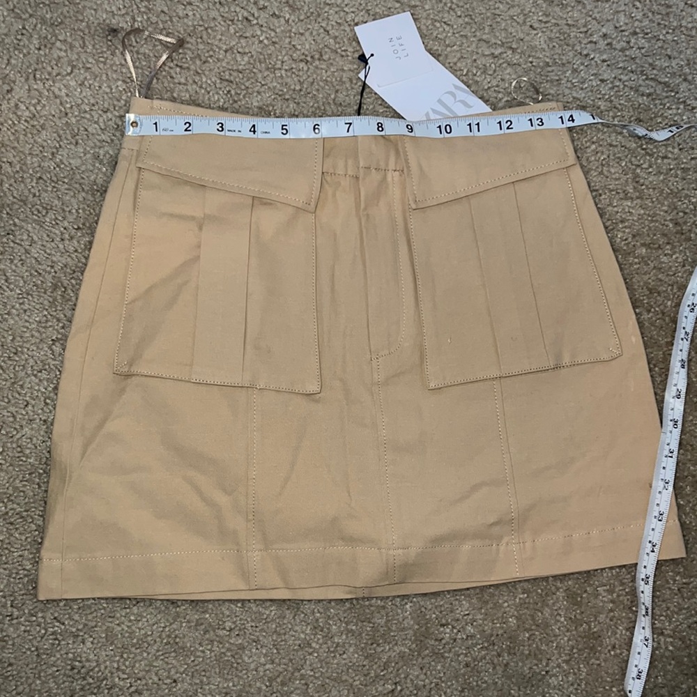 ❌SOLD❌ ZARA RUSTIC MINI SKIRT LIGHT CAMEL SMALL - Picture 6 of 7